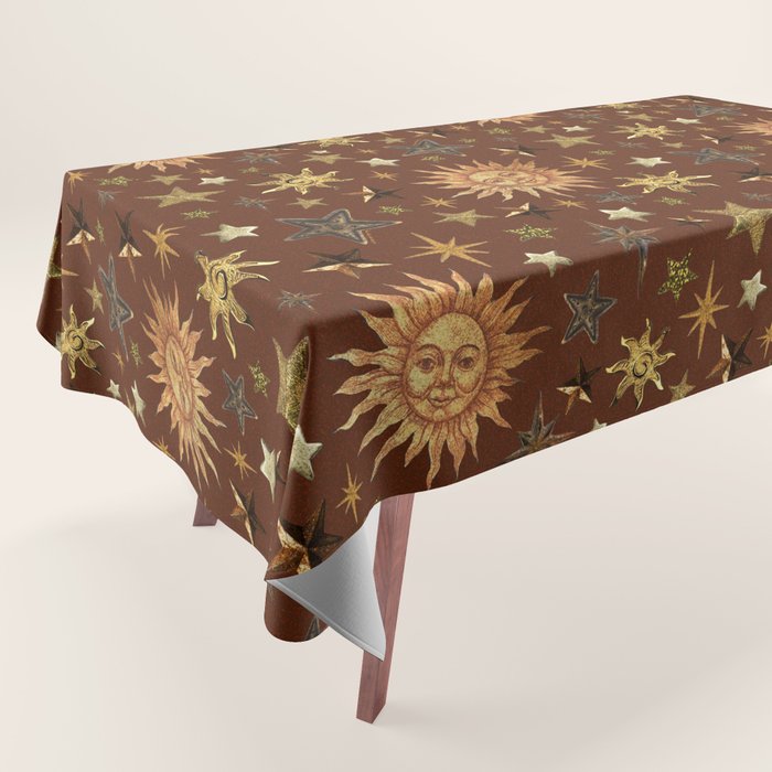 Vintage Star Collage Print in Rust Tablecloth Gallery Image 1