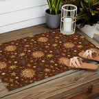 Vintage Star Collage Print in Rust Outdoor Rug Gallery Image 2
