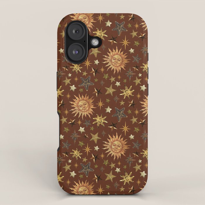 Vintage Star Collage Print in Rust iPhone Case Gallery Image 1