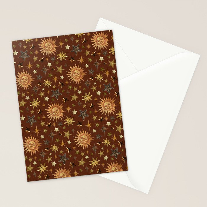 Vintage Star Collage Print in Rust Stationery Card Gallery Image 2