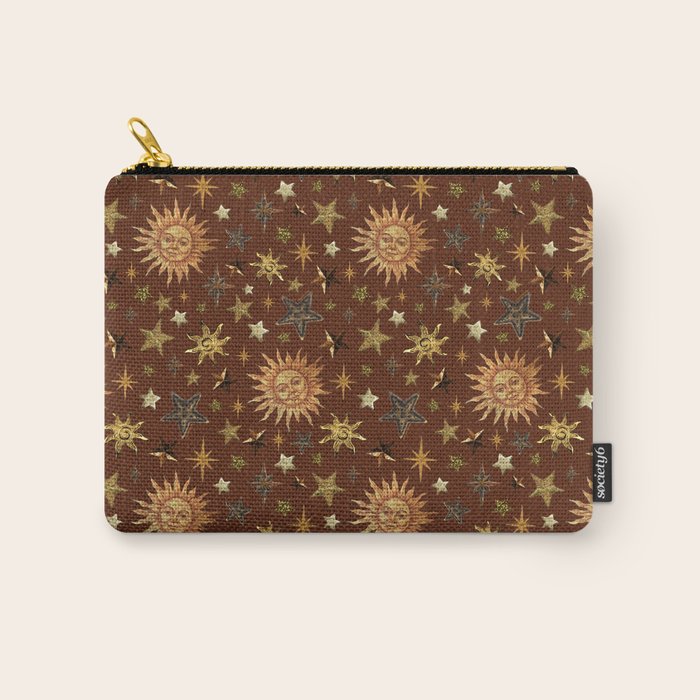 Vintage Star Collage Print in Rust Carry All Pouch Gallery Image 1