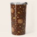 Vintage Star Collage Print in Rust Travel Mug Gallery Image 2