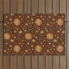 Vintage Star Collage Print in Rust Outdoor Rug Gallery Image 1