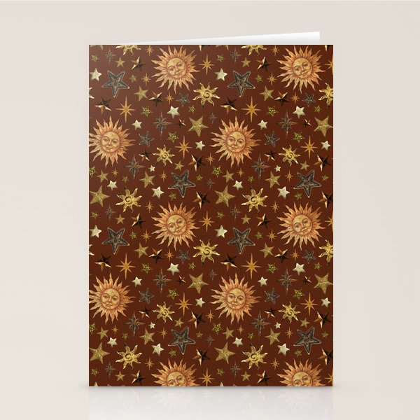 Vintage Star Collage Print in Rust Stationery Card Gallery Image 2