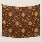 Vintage Star Collage Print in Rust Wall Tapestry Gallery Image 4