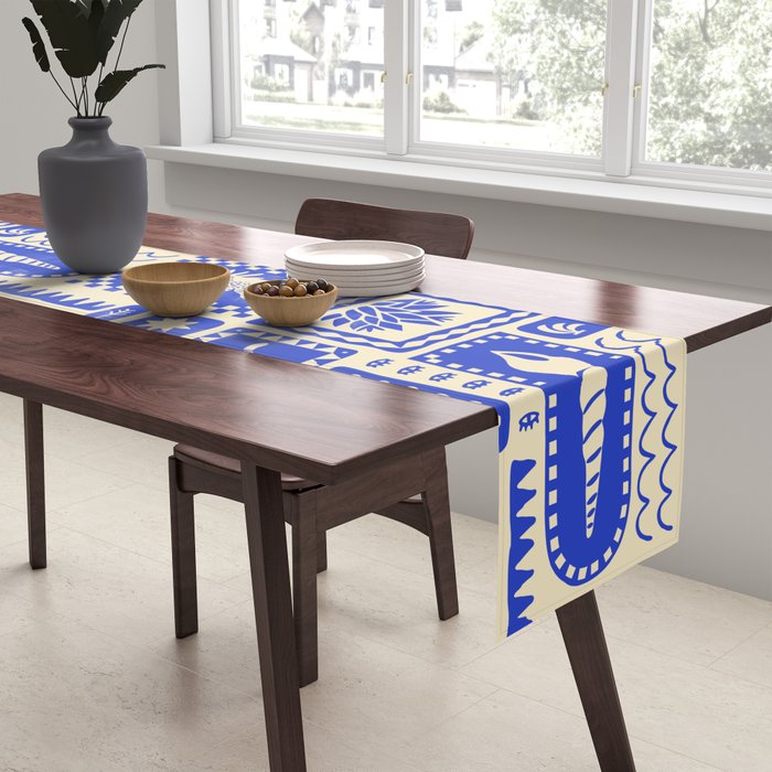 Vintage tropical summer patchwork tapestry pattern Table Runner Gallery Image 2