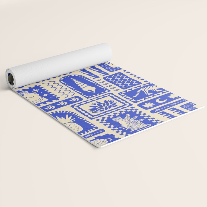 Vintage tropical summer patchwork tapestry pattern Yoga Mat Gallery Image 2