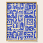 Vintage tropical summer patchwork tapestry pattern Serving Tray Gallery Image 1