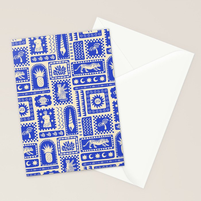 Vintage tropical summer patchwork tapestry pattern Stationery Card Gallery Image 2