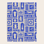 Vintage tropical summer patchwork tapestry pattern Poster Gallery Image 4