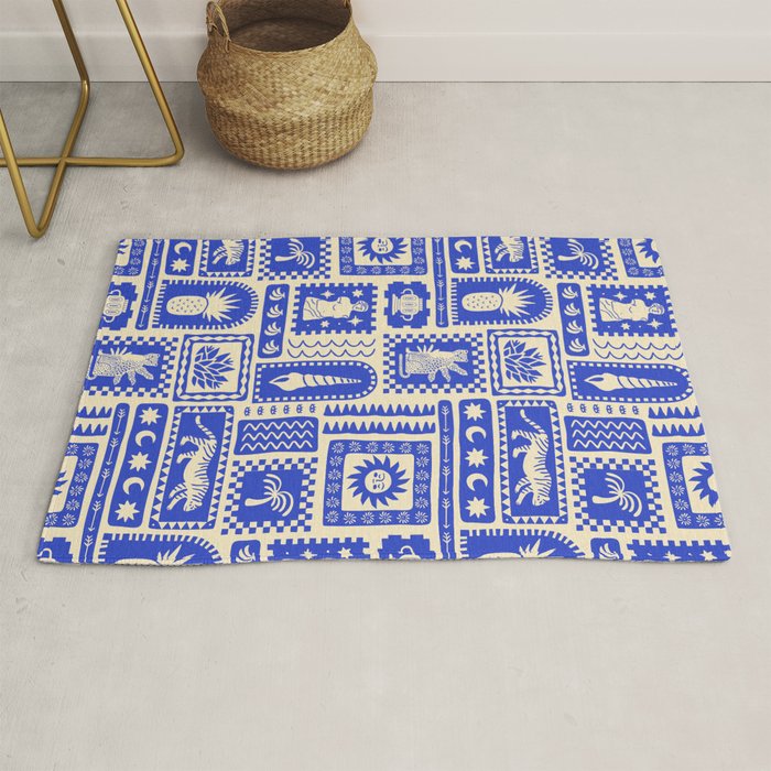 Vintage tropical summer patchwork tapestry pattern Rug Gallery Image 1