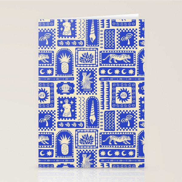Vintage tropical summer patchwork tapestry pattern Stationery Card Gallery Image 2