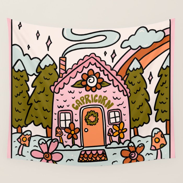 Capricorn Gingerbread House Wall Tapestry Gallery Image 1