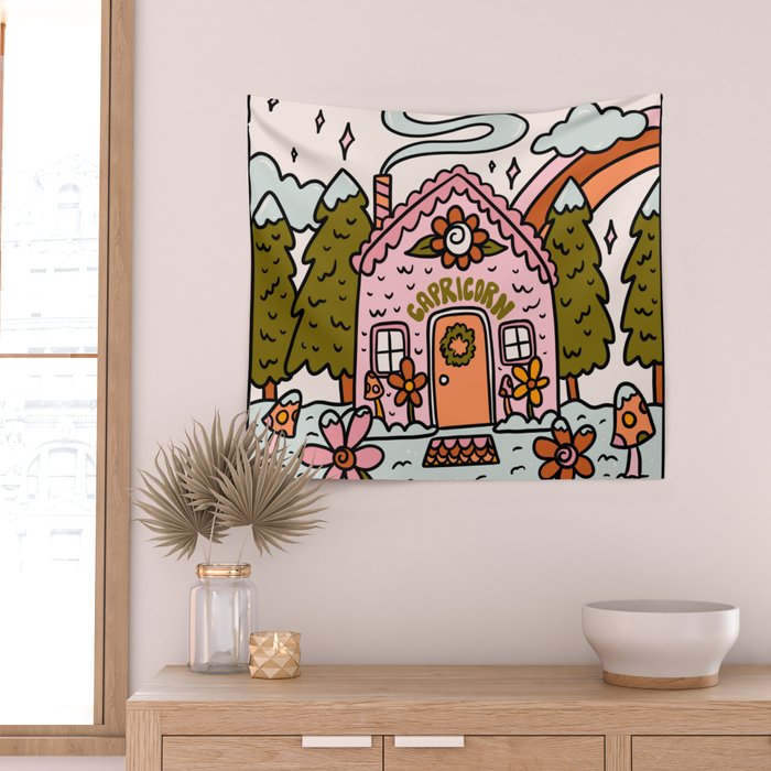 Capricorn Gingerbread House Wall Tapestry Gallery Image 2