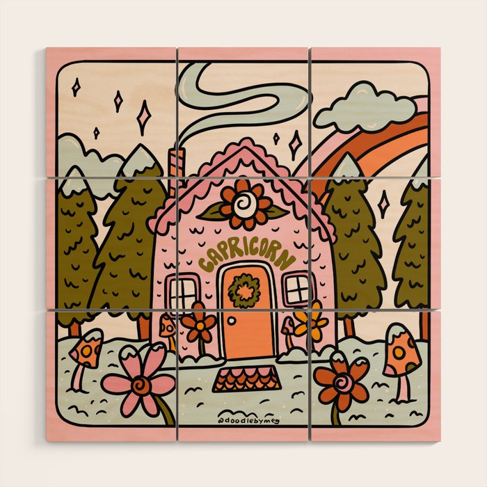 Capricorn Gingerbread House Wood Wall Art Gallery Image 1