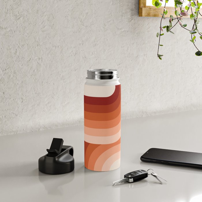 Mid Century Modern Geometric 89 in Terracotta Shades (Rainbow Abstract) Water Bottle Gallery Image 4