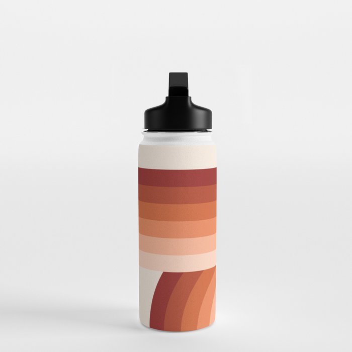 Mid Century Modern Geometric 89 in Terracotta Shades (Rainbow Abstract) Water Bottle Gallery Image 3
