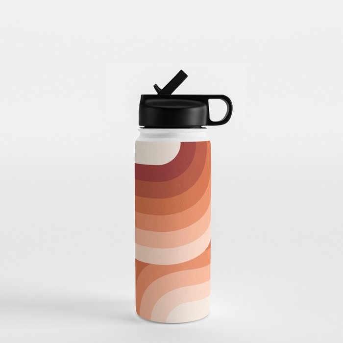 Mid Century Modern Geometric 89 in Terracotta Shades (Rainbow Abstract) Water Bottle Gallery Image 1