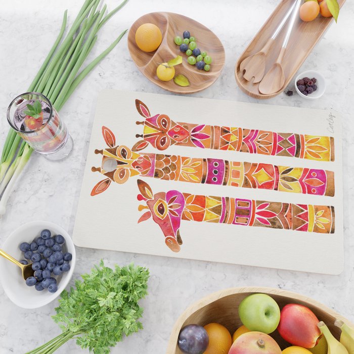 Giraffes - Fiery Palette Cutting Board Gallery Image 2