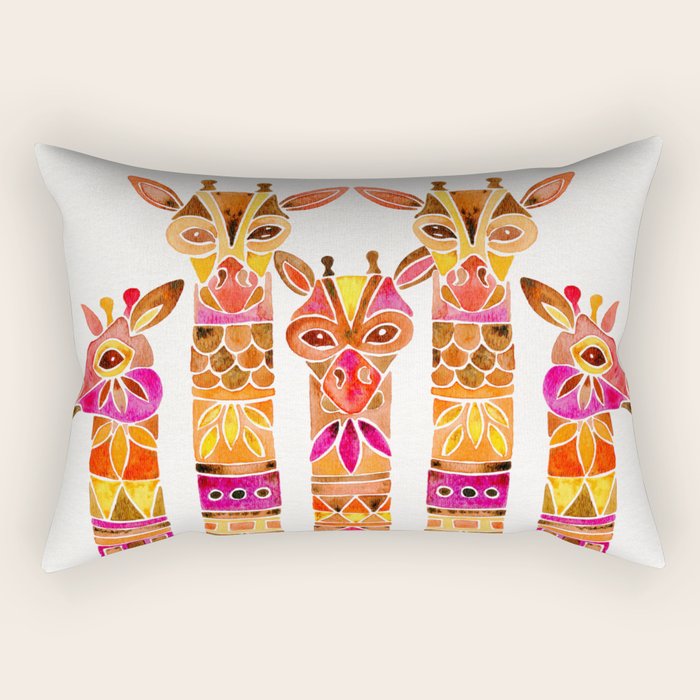 Giraffes - Fiery Palette Rectangular Pillow Gallery Image 1