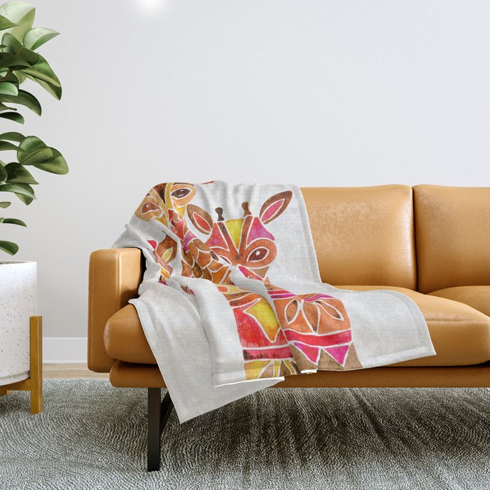 Giraffes - Fiery Palette Throw Blanket Gallery Image 1