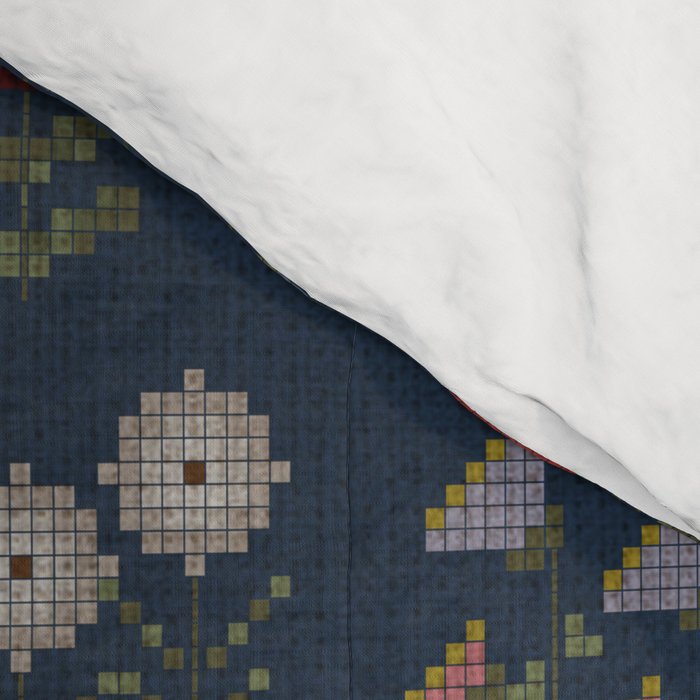 Cross Stitch Floral Navy Comforter Gallery Image 4