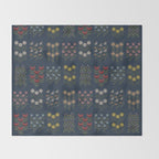 Cross Stitch Floral Navy Throw Blanket Gallery Image 2