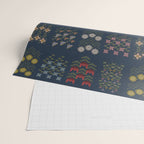 Cross Stitch Floral Navy Wrapping Paper Gallery Image 2
