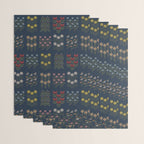 Cross Stitch Floral Navy Wrapping Paper Gallery Image 3