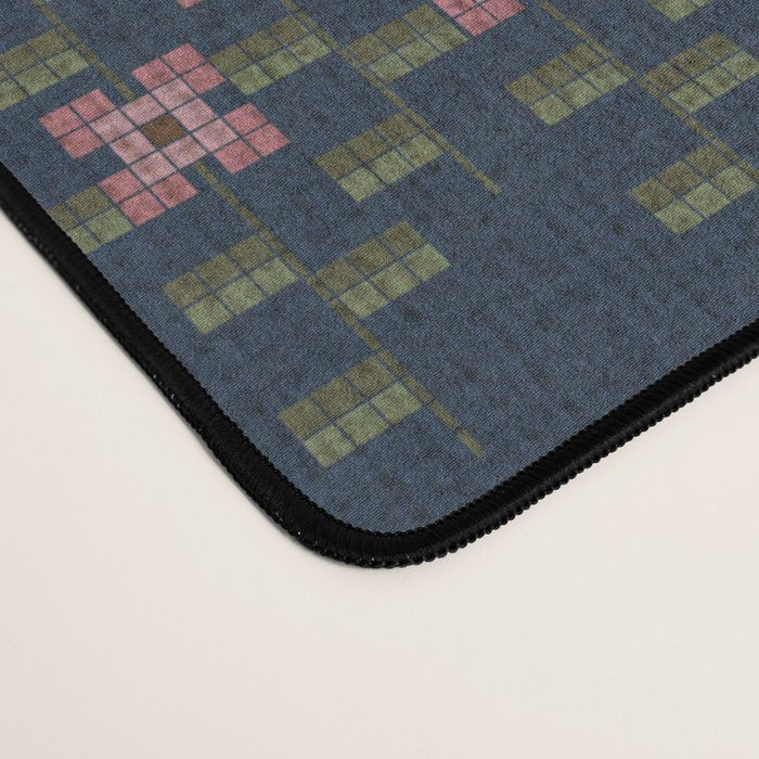 Cross Stitch Floral Navy Desk Mat Gallery Image 4