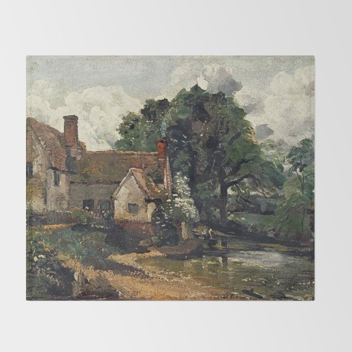 Vintage painting of a house by John Constable Throw Blanket Gallery Image 2