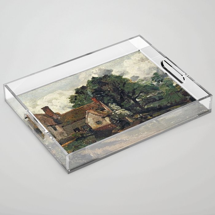Vintage painting of a house by John Constable Acrylic Tray Gallery Image 1