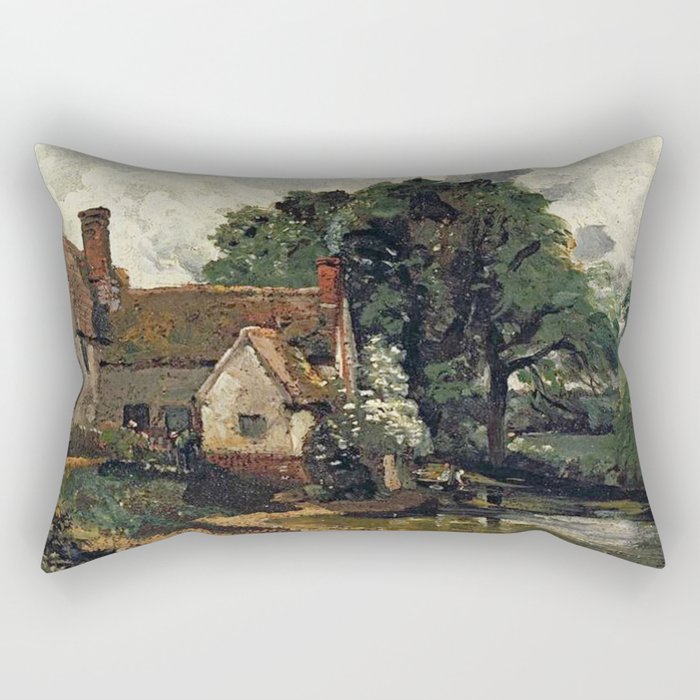 Vintage painting of a house by John Constable Rectangular Pillow Gallery Image 2