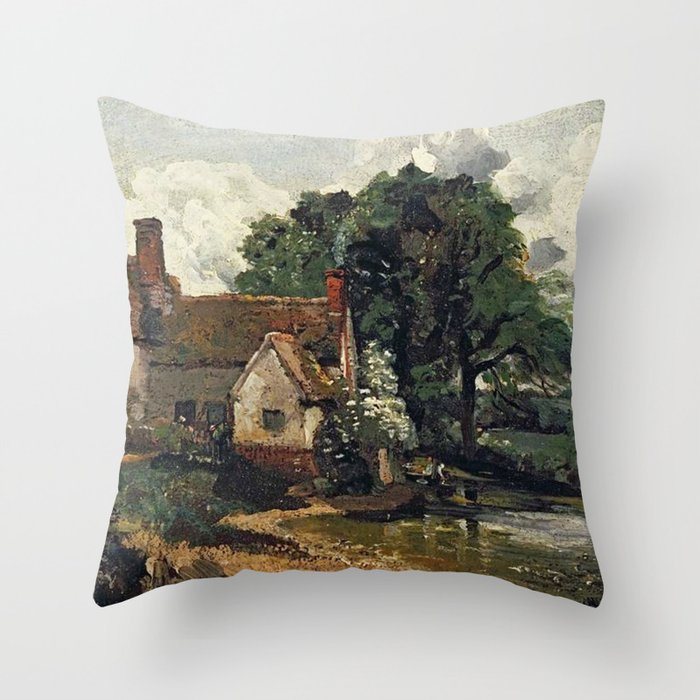 Vintage painting of a house by John Constable Throw Pillow Gallery Image 6