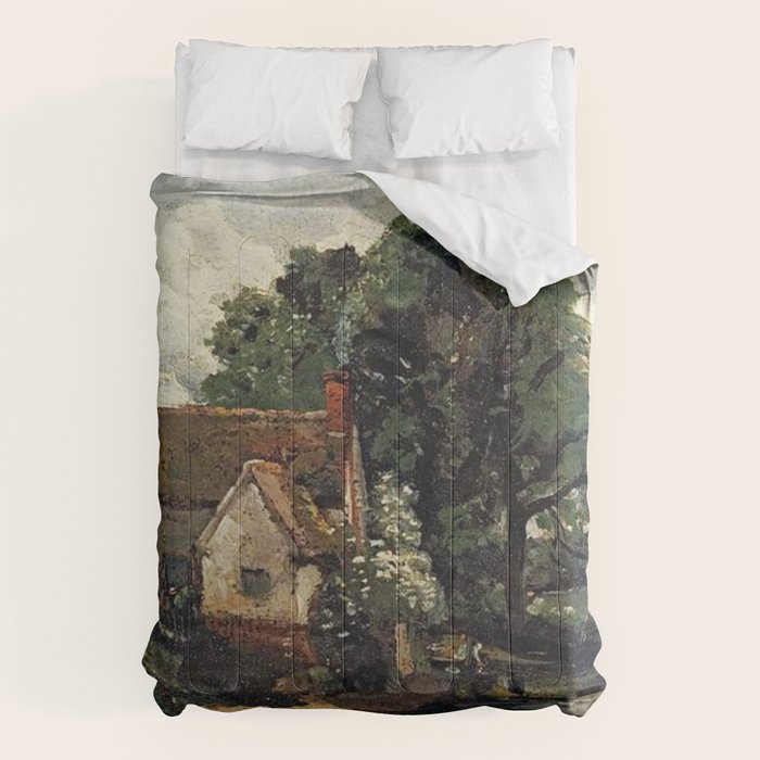 Vintage painting of a house by John Constable Comforter Gallery Image 1