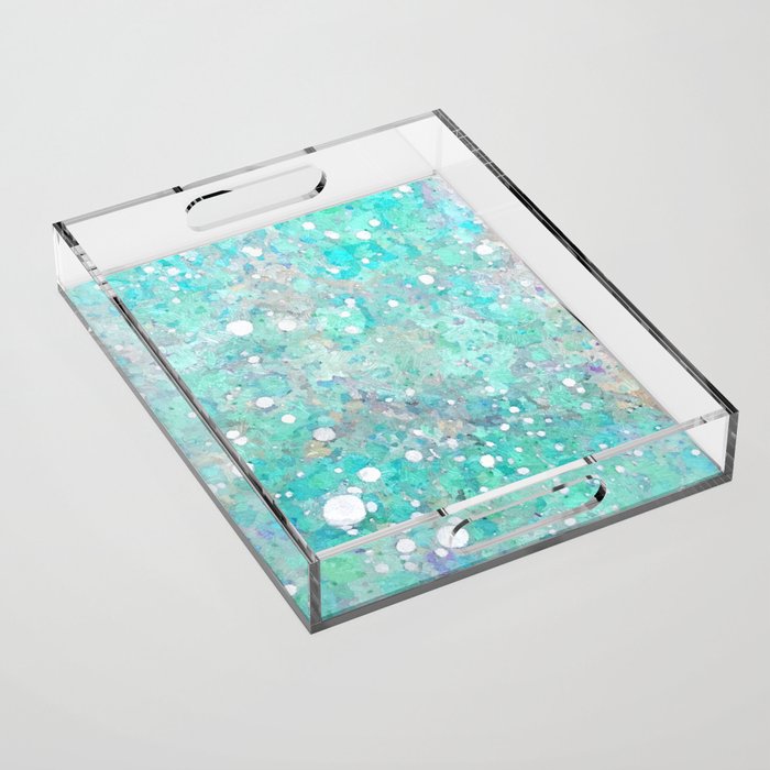 Blue Green Dreamy Marble, Minimal Abstract Pastel Graphic Design Eclectic Bohemian Painting Texture Acrylic Tray Gallery Image 1