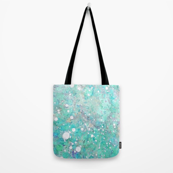 Blue Green Dreamy Marble, Minimal Abstract Pastel Graphic Design Eclectic Bohemian Painting Texture Tote Bag Gallery Image 2