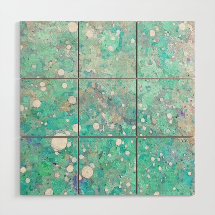 Blue Green Dreamy Marble, Minimal Abstract Pastel Graphic Design Eclectic Bohemian Painting Texture Wood Wall Art Gallery Image 1