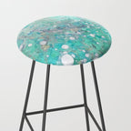 Blue Green Dreamy Marble, Minimal Abstract Pastel Graphic Design Eclectic Bohemian Painting Texture Stool Gallery Image 2
