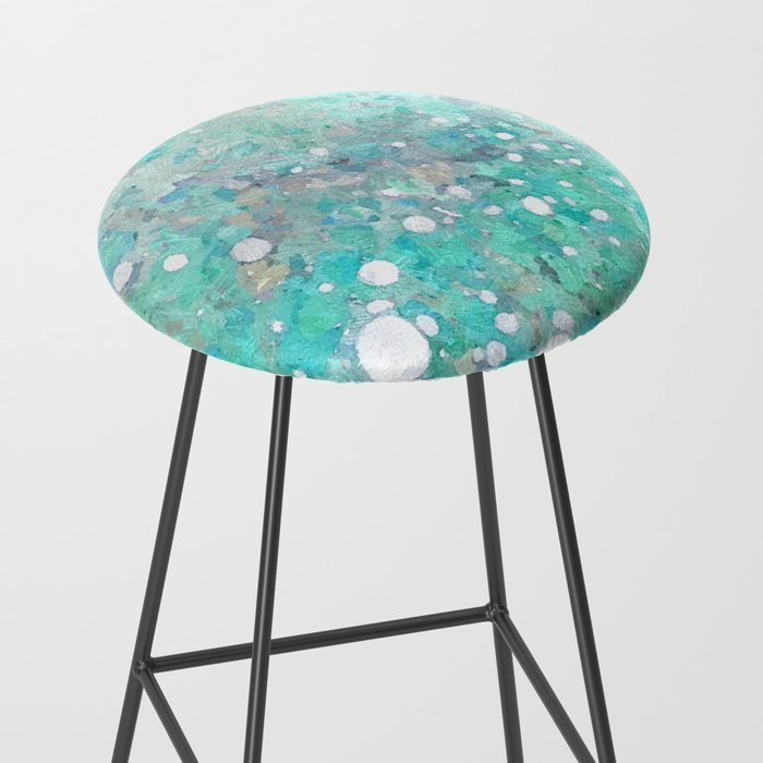 Blue Green Dreamy Marble, Minimal Abstract Pastel Graphic Design Eclectic Bohemian Painting Texture Stool Gallery Image 2