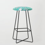 Blue Green Dreamy Marble, Minimal Abstract Pastel Graphic Design Eclectic Bohemian Painting Texture Stool Gallery Image 1