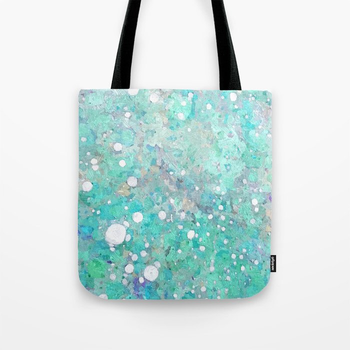 Blue Green Dreamy Marble, Minimal Abstract Pastel Graphic Design Eclectic Bohemian Painting Texture Tote Bag Gallery Image 1