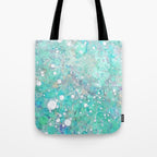 Blue Green Dreamy Marble, Minimal Abstract Pastel Graphic Design Eclectic Bohemian Painting Texture Tote Bag Gallery Image 1