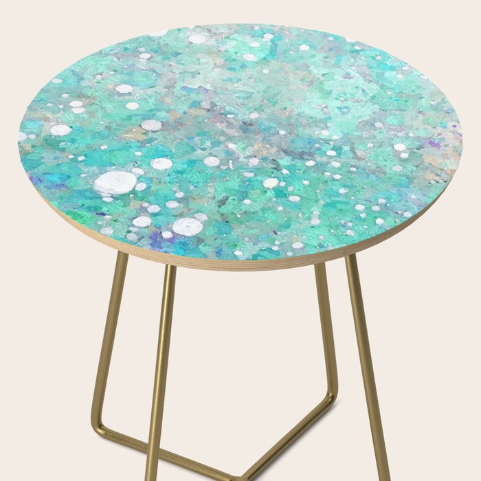 Blue Green Dreamy Marble, Minimal Abstract Pastel Graphic Design Eclectic Bohemian Painting Texture Side Table Gallery Image 2