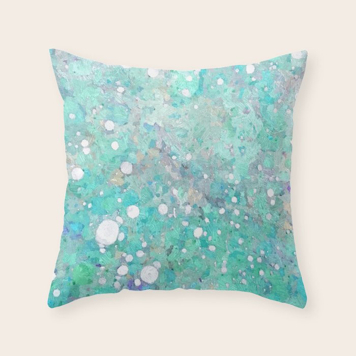 Blue Green Dreamy Marble, Minimal Abstract Pastel Graphic Design Eclectic Bohemian Painting Texture Throw Pillow Gallery Image 6