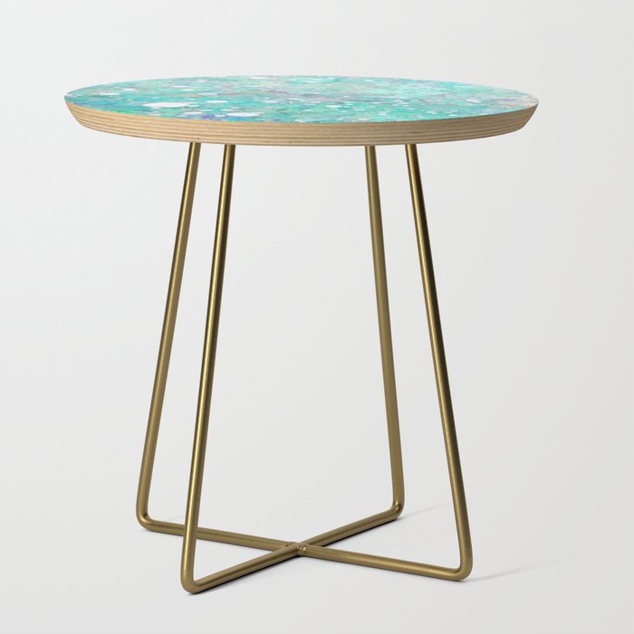 Blue Green Dreamy Marble, Minimal Abstract Pastel Graphic Design Eclectic Bohemian Painting Texture Side Table Gallery Image 1