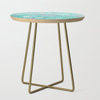 Blue Green Dreamy Marble, Minimal Abstract Pastel Graphic Design Eclectic Bohemian Painting Texture Side Table Gallery Image 1