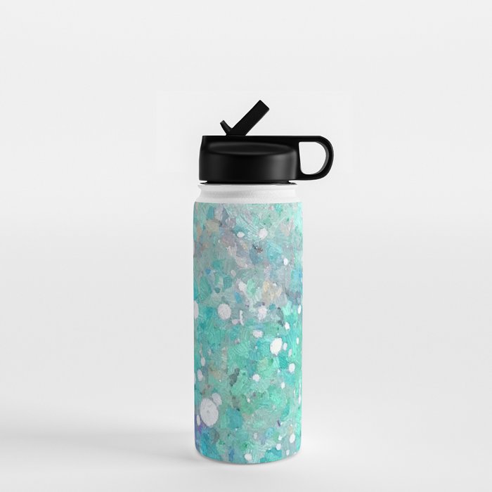 Blue Green Dreamy Marble, Minimal Abstract Pastel Graphic Design Eclectic Bohemian Painting Texture Water Bottle Gallery Image 1