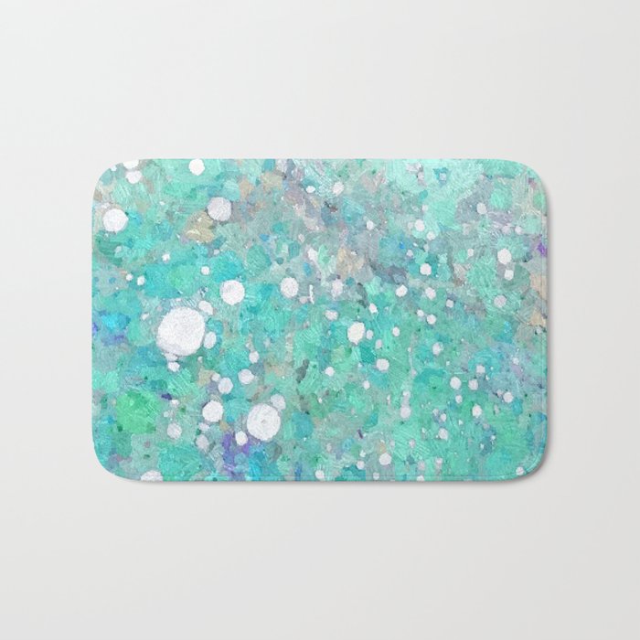 Blue Green Dreamy Marble, Minimal Abstract Pastel Graphic Design Eclectic Bohemian Painting Texture Bath Mat Gallery Image 1