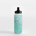 Blue Green Dreamy Marble, Minimal Abstract Pastel Graphic Design Eclectic Bohemian Painting Texture Water Bottle Gallery Image 2